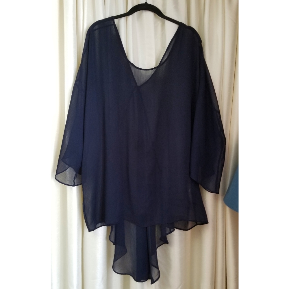 Sheer Navy Coverup 2X